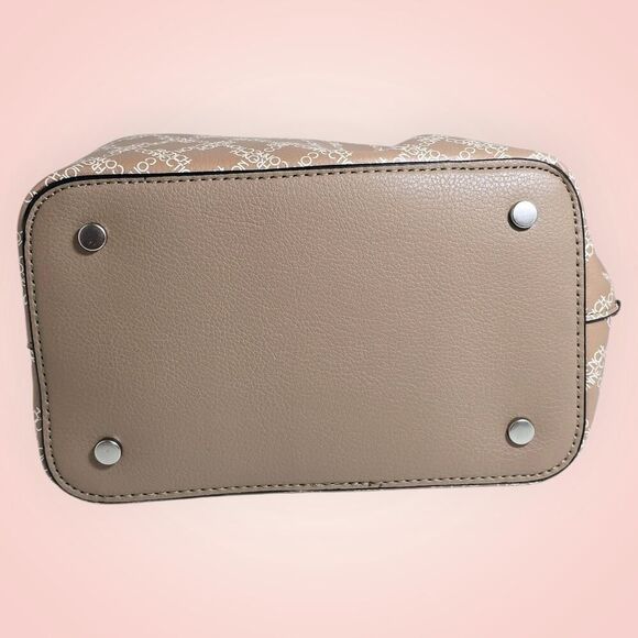 French Connection ADINA Monogram Bucket Shoulder Bag Tan NWT $108 MSRP - Picture 5 of 12